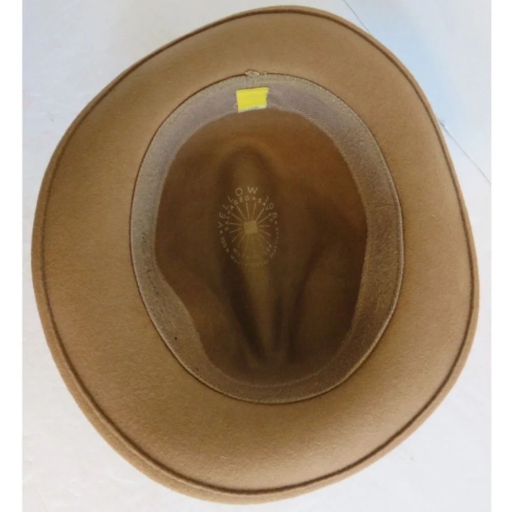 Yellow 108 Luke Fedora Hat Tan 100% Wool Water Repelant Medium  Made in USA